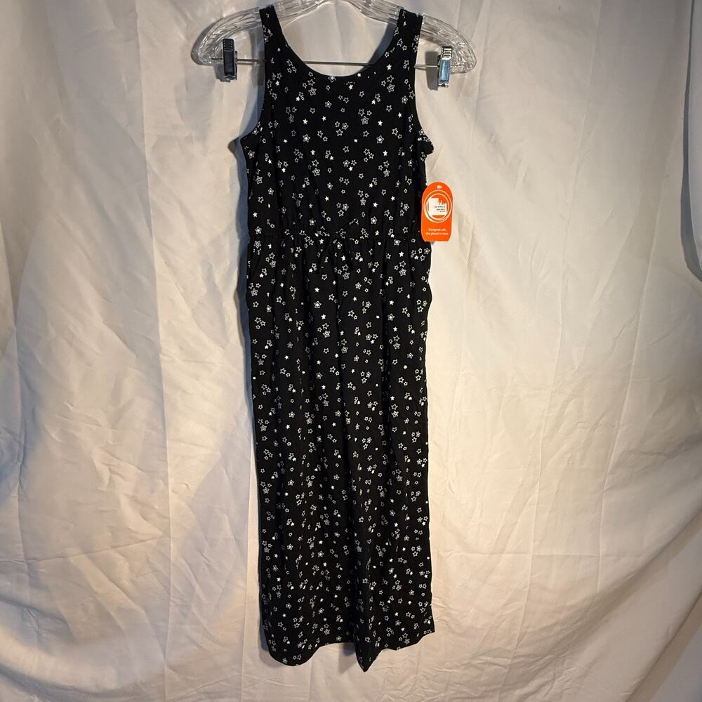 Wonder Nation Girls Black Wide Leg Sleeveless Jumpsuit, Black Star NWT M (7-8)